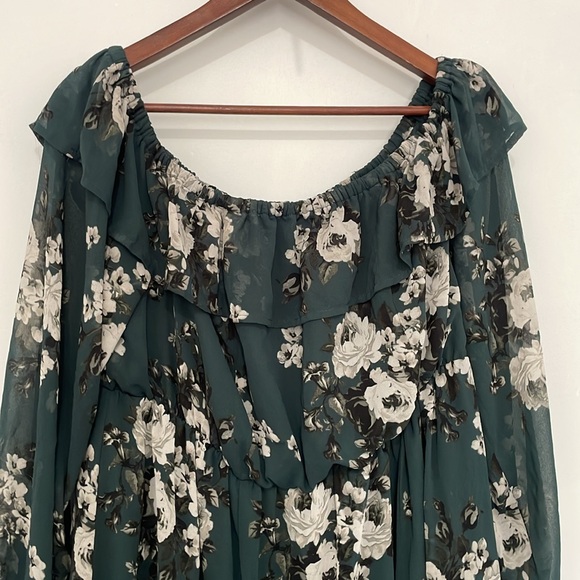 Torrid Green Floral Dress Plus Size 2 - Picture 2 of 10